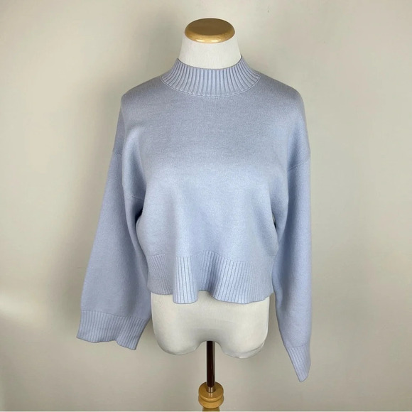 Zara Funnel Neck Pastel Blue Sweater Size S - Picture 1 of 5